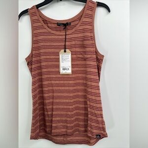 Prana Women's Small Foundation Scoop Neck Tank Top Vino Heather Stripe NWT